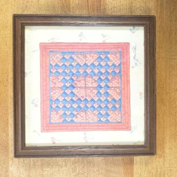 Bev Lohr Framed Quilted Framed Wall Art in Pink and Blue - Picture 1 of 5